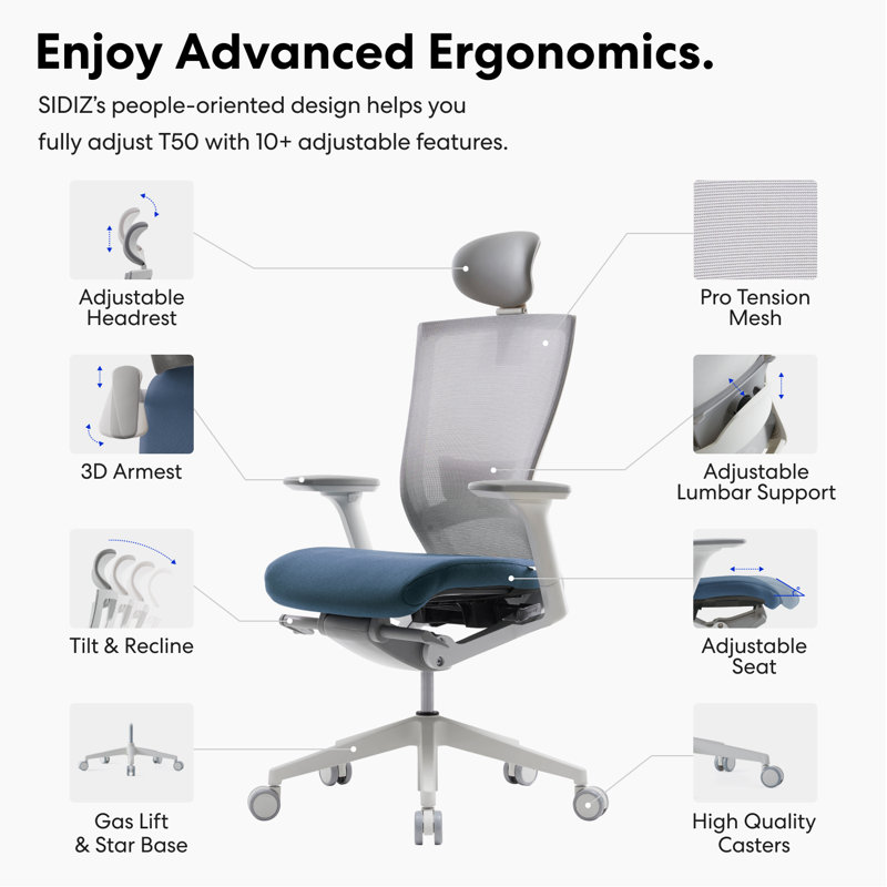 SIDIZ T50 Ergonomic Office Chair High Performance Home Office Chair with Lumbar Support